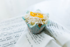 Saffron Cupcakes with Orange Peel Frosting