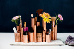 DIY Copper Pipe Makeup Brush Display