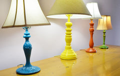 DIY colorful thrift store lamps