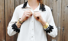 DIY: lace trimmed shirt collar and cuffs
