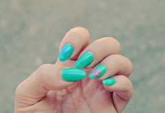 nails of the week: teal and flowers