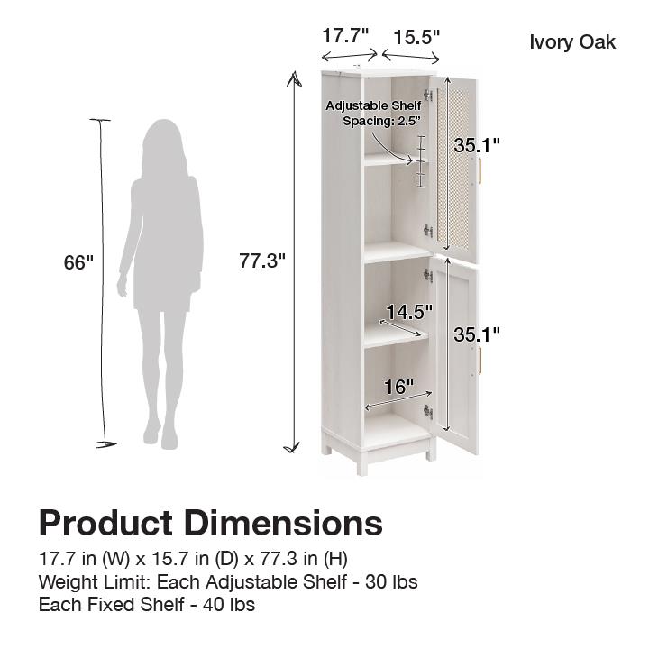 Tess 2-Door Storage Cabinet with Modular Storage Options, Ivory Oak