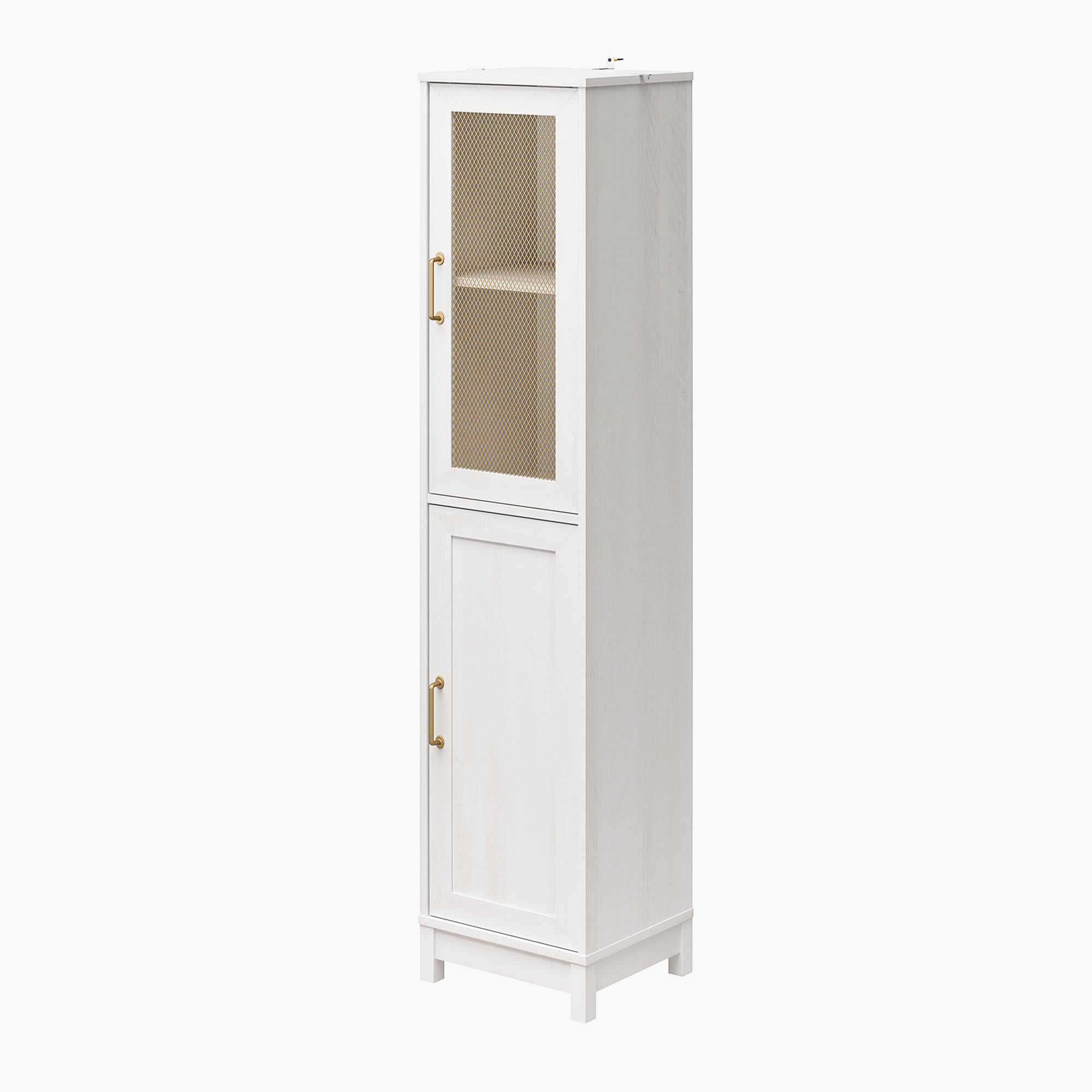 Tess 2-Door Storage Cabinet with Modular Storage Options, Ivory Oak