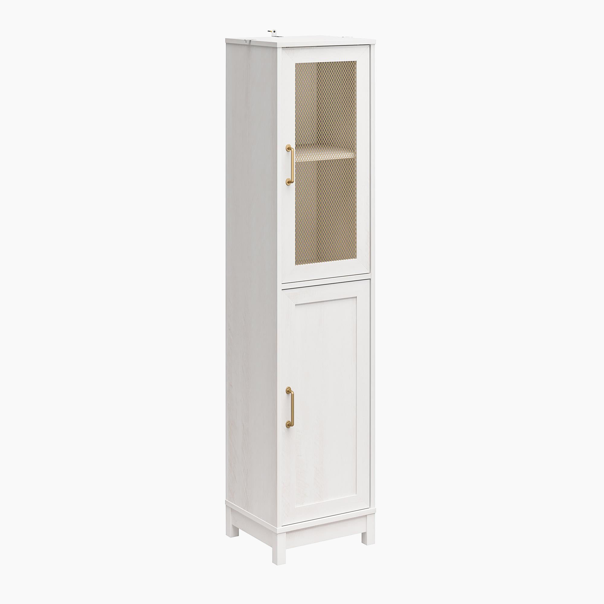 Tess 2-Door Storage Cabinet with Modular Storage Options, Ivory Oak