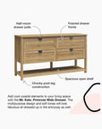 Primrose Wide 4 Drawer Dresser with Lower Shelf