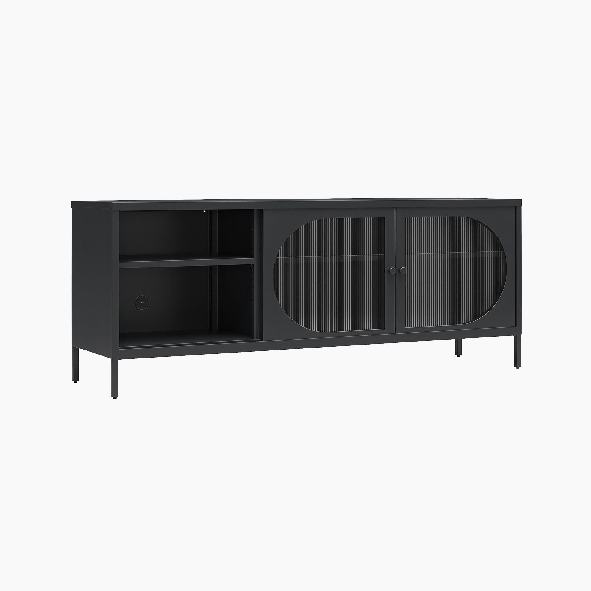 Luna Metal TV Stand with Fluted Glass for 65" TVs