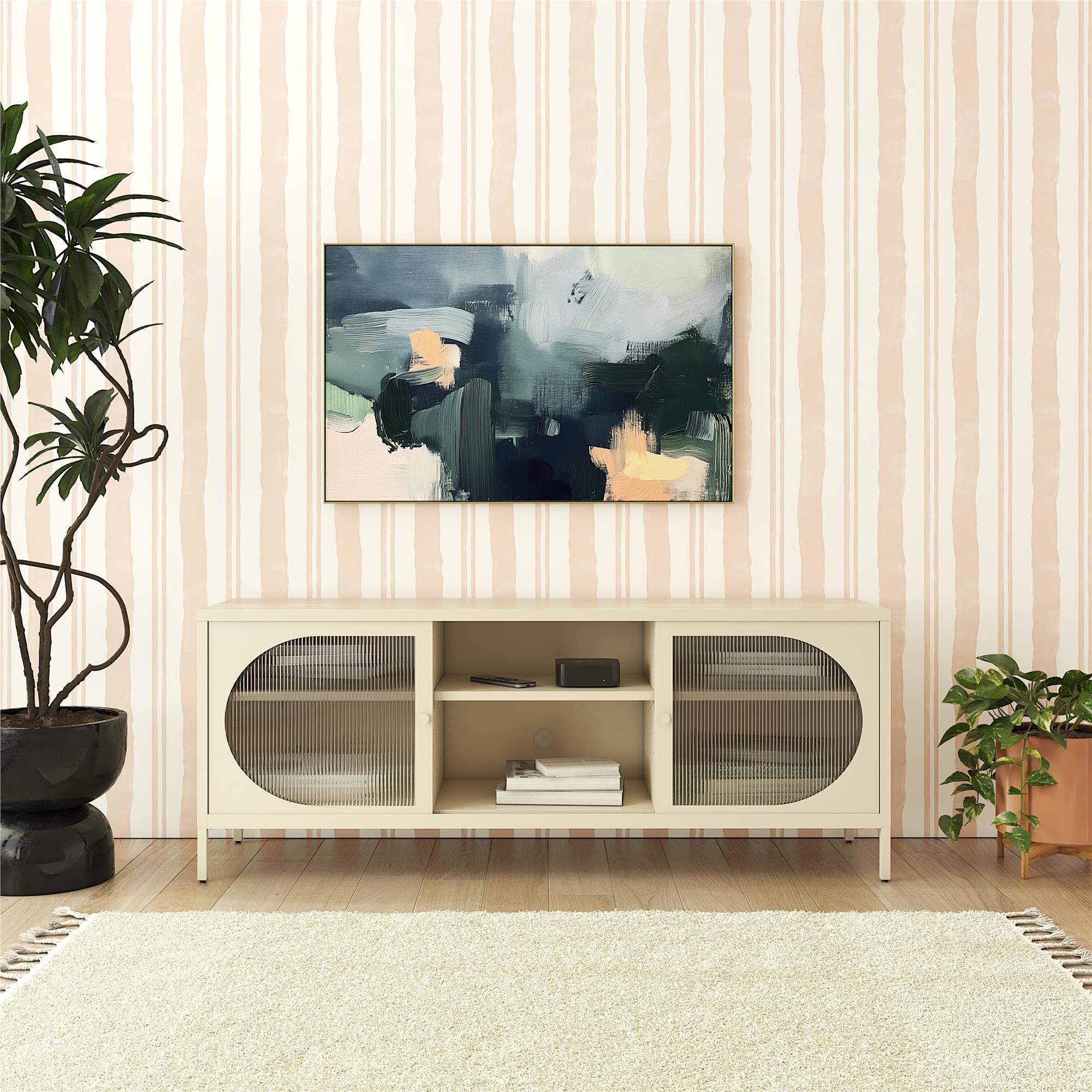 Luna Metal TV Stand with Fluted Glass for 65" TVs