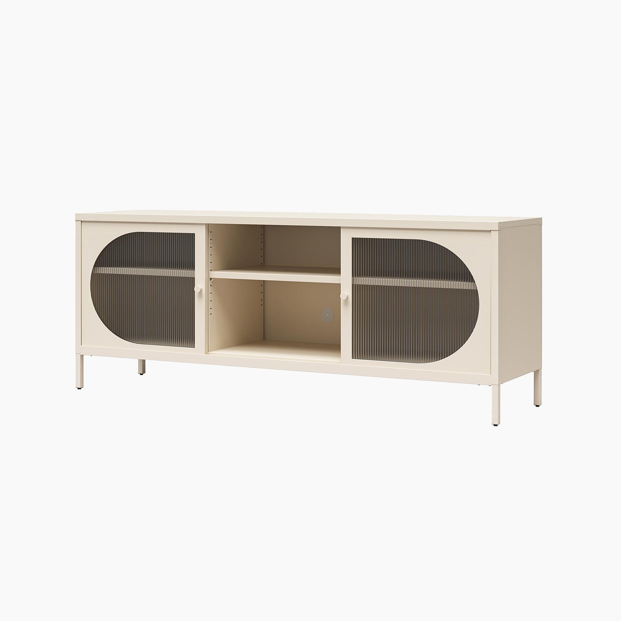 Luna Metal TV Stand with Fluted Glass for 65" TVs