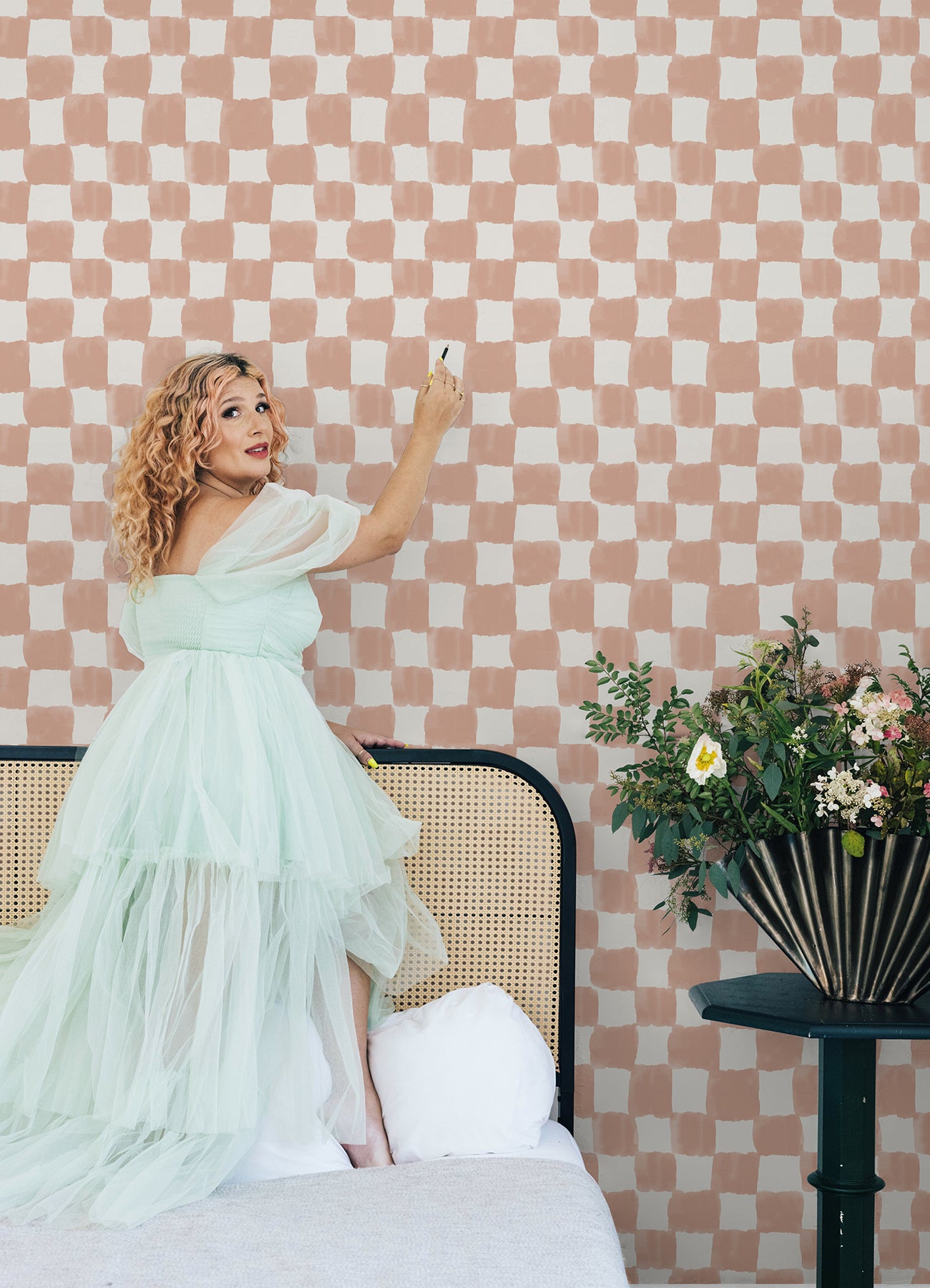 Mr. Kate Tess Watercolor Checker Peel and Stick Wallpaper