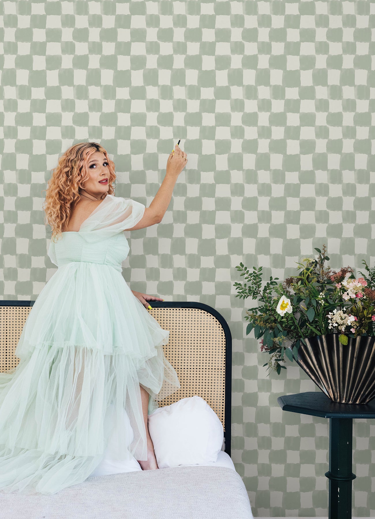 Mr. Kate Tess Watercolor Checker Peel and Stick Wallpaper