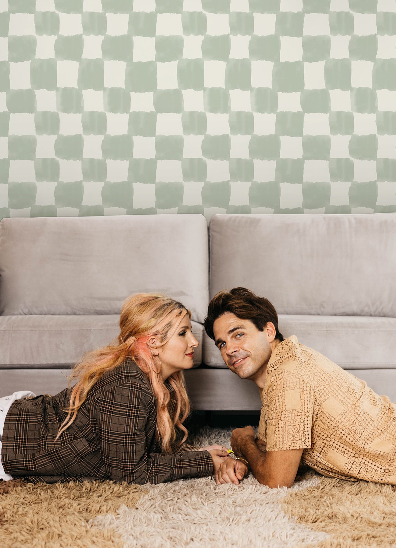 Mr. Kate Tess Watercolor Checker Peel and Stick Wallpaper