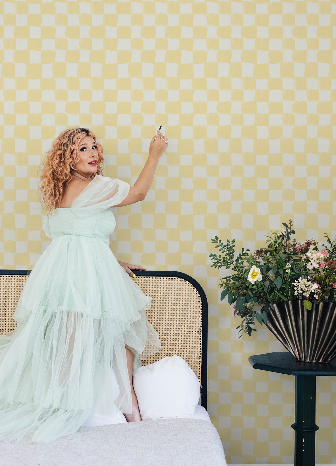 Mr. Kate Tess Watercolor Checker Peel and Stick Wallpaper