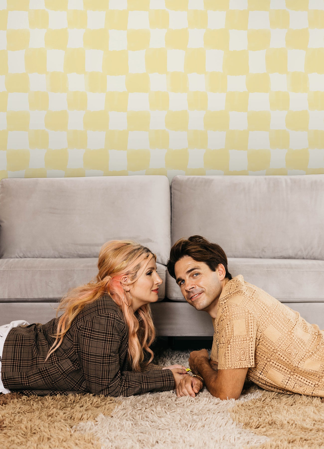 Mr. Kate Tess Watercolor Checker Peel and Stick Wallpaper