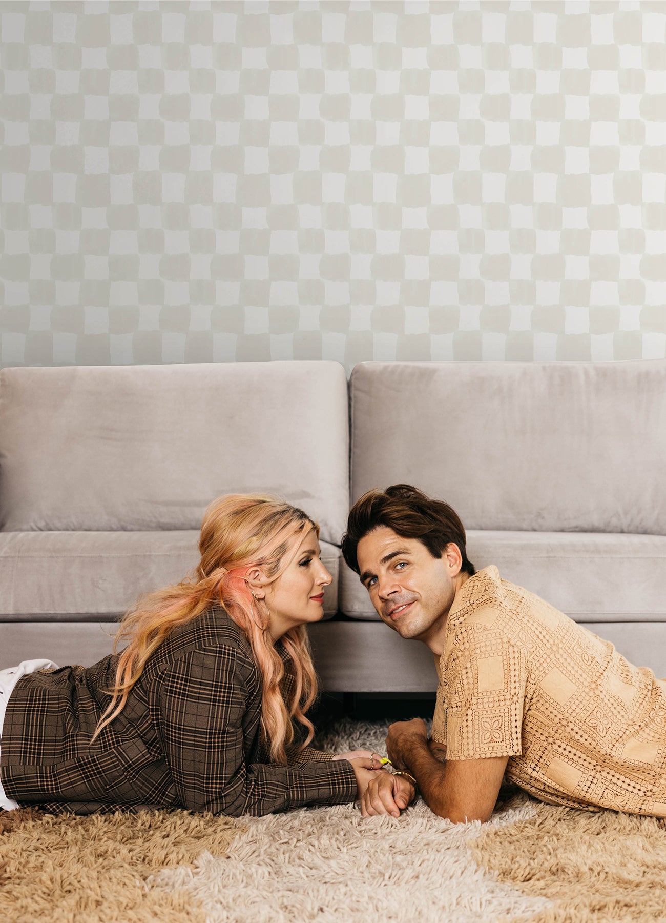 Mr. Kate Tess Watercolor Checker Peel & Stick Wallpaper Alternative Room Image 22