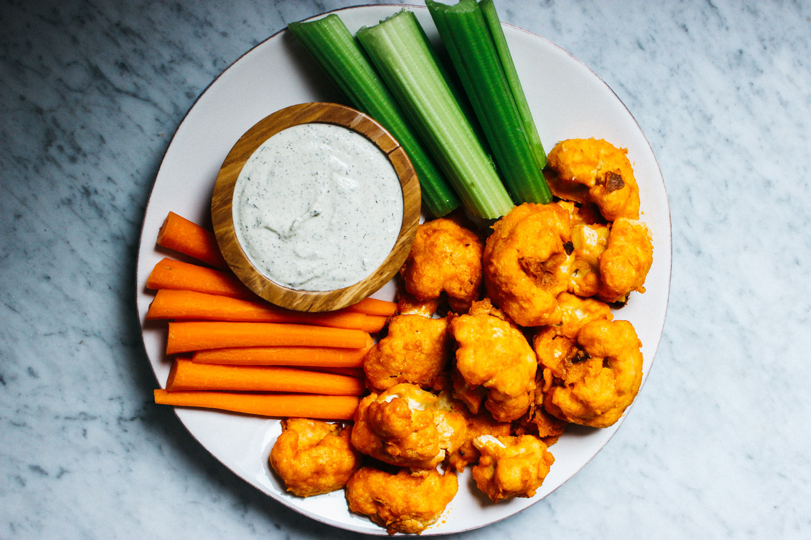 Cauliflower Buffalo Wings with Vegan Ranch