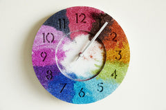 DIY glitter rainbow clock