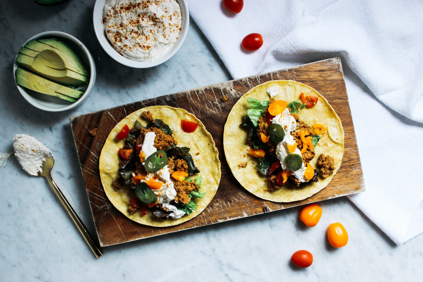 Lentil Walnut Tacos with Cashew Sour Cream