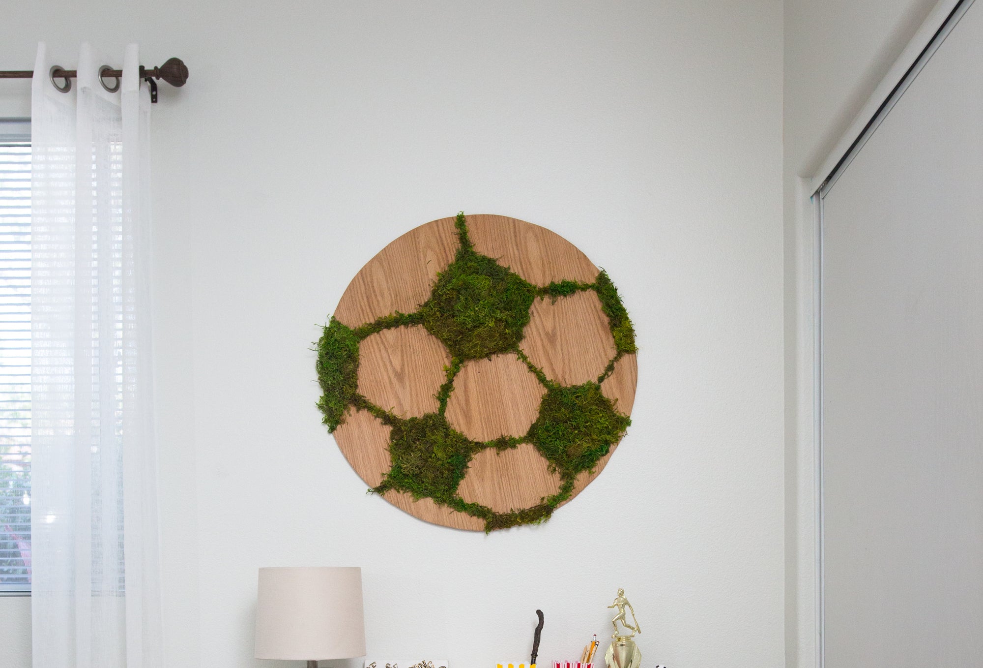 DIY Wood and Moss Soccer Ball