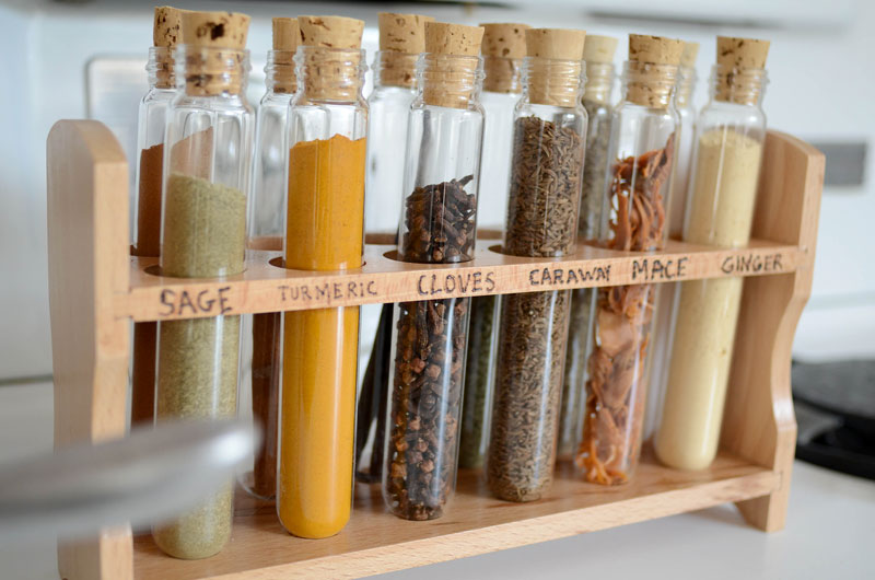 DIY test tube spice rack