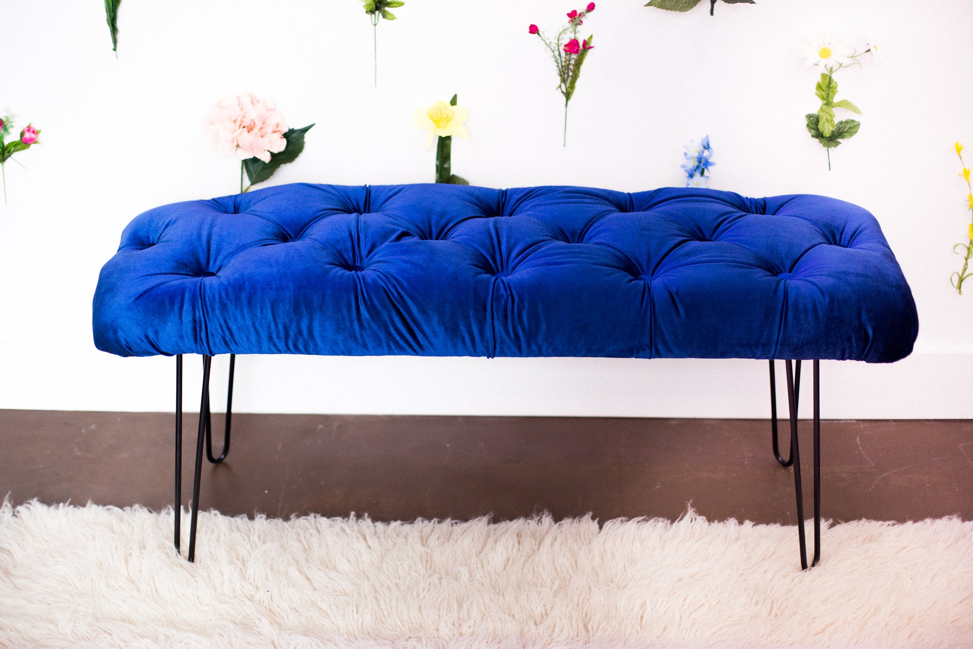 DIY Tufted Velvet Bench