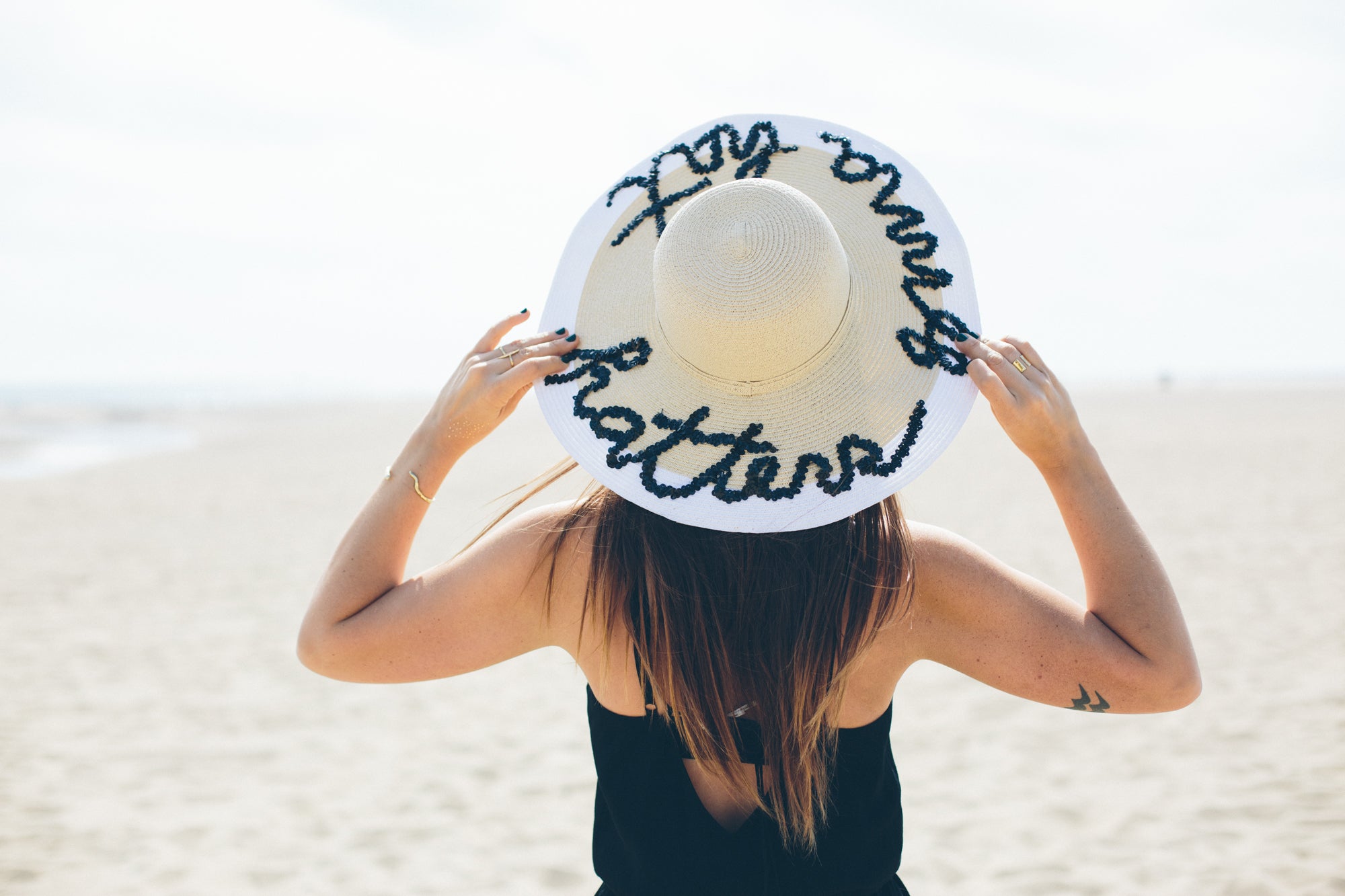 DIY Sequined Text Sunhat