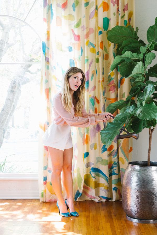 DIY Watercolor Curtains from A Hot Glue Gun Mess