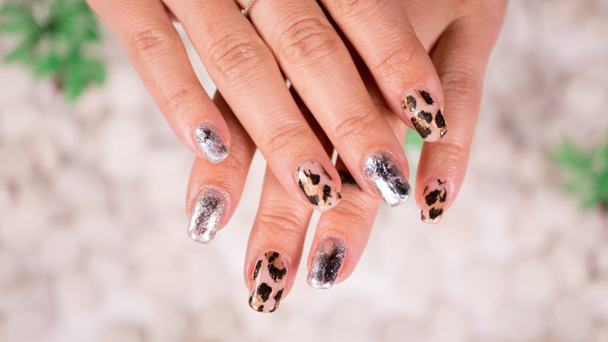 DIY Metallic Leopard Foil Nail Art