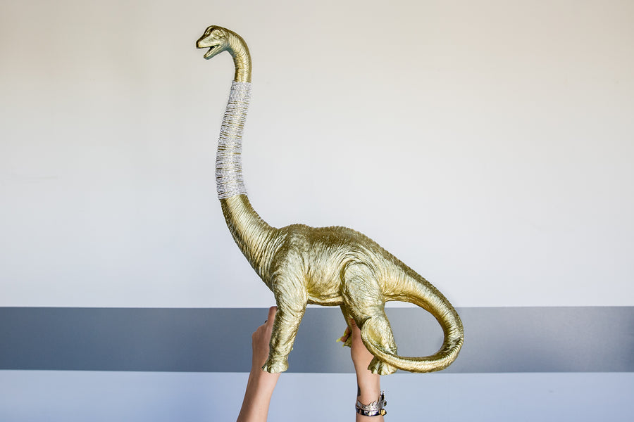 DIY Gold Dinosaur in a Rhinestone Choker