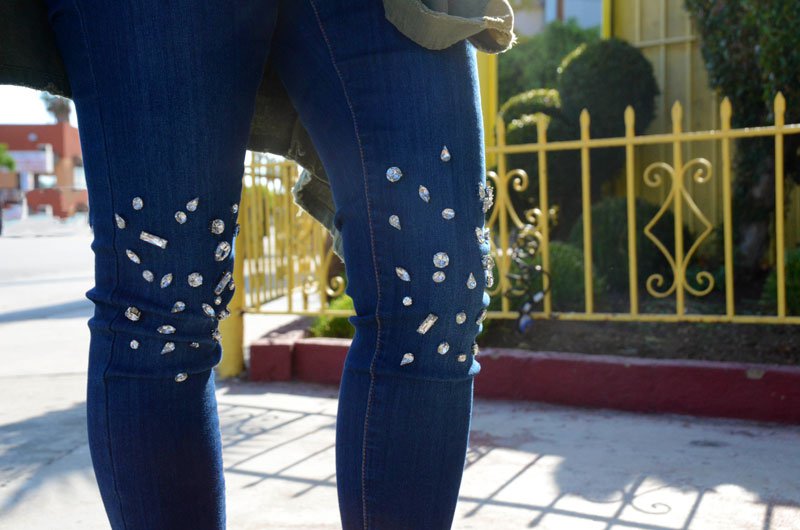 DIY Jeweled Jean Knees