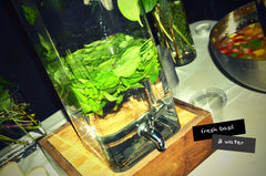 simple party drinks: basil water and strawberry wine