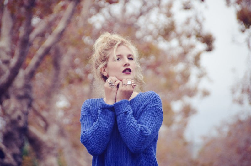 OOTD: cozy sweater tight pants messy bun dark lips