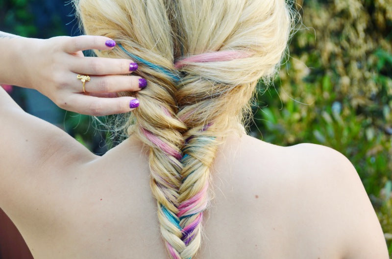 DIY colorful fishtail braid