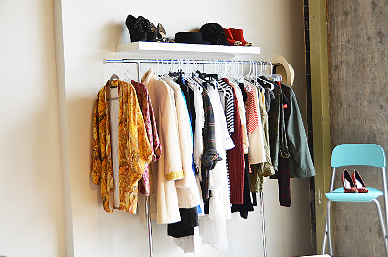 garment rack and floating shelf closet wall