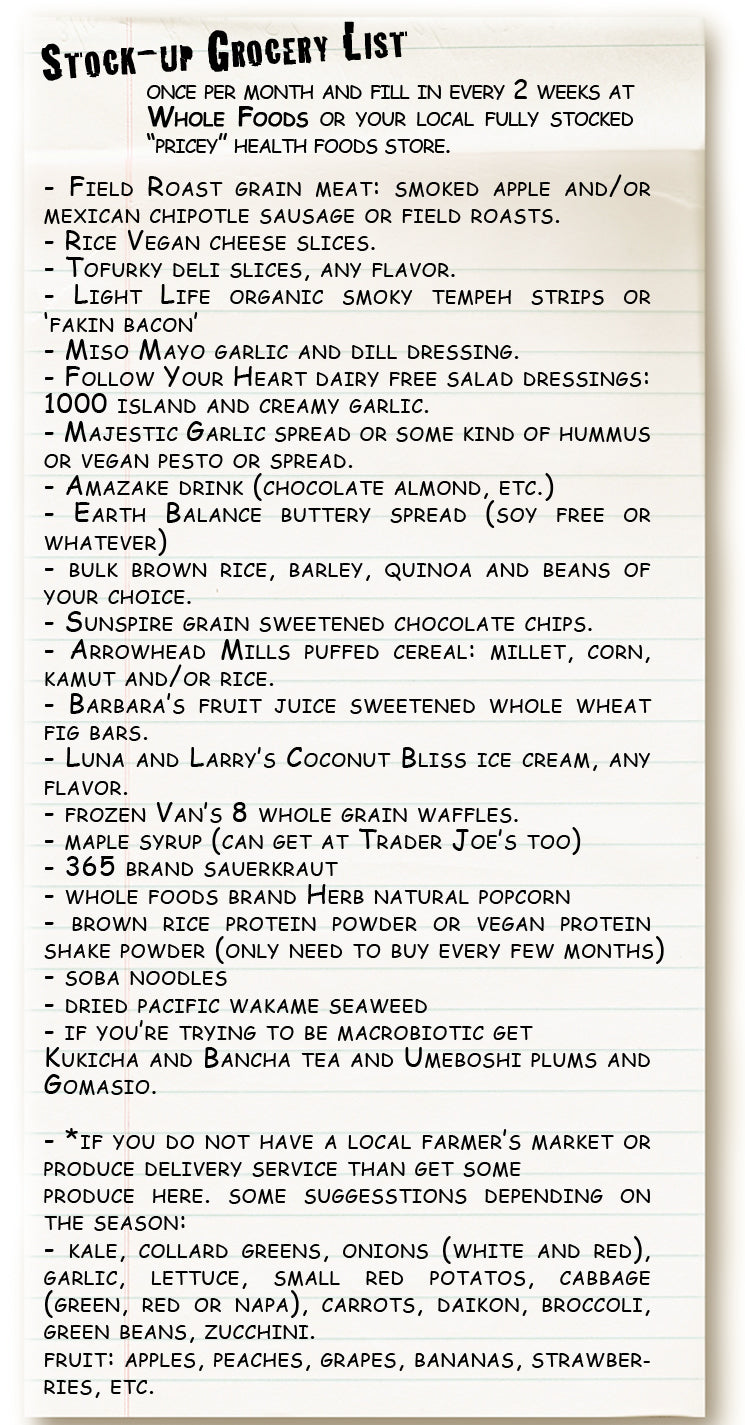 mega post: grocery lists and no brainer recipes