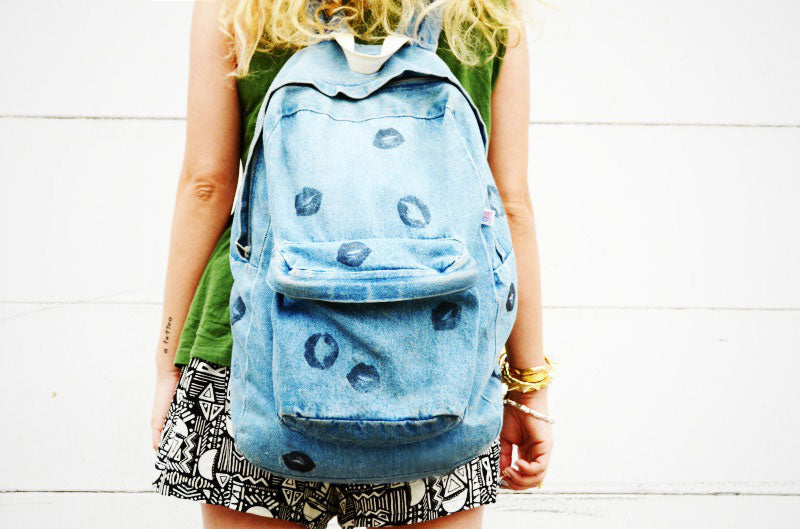 DIY lip print backpack