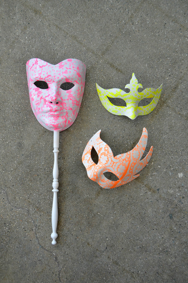 DIY: Neon Lace Masks