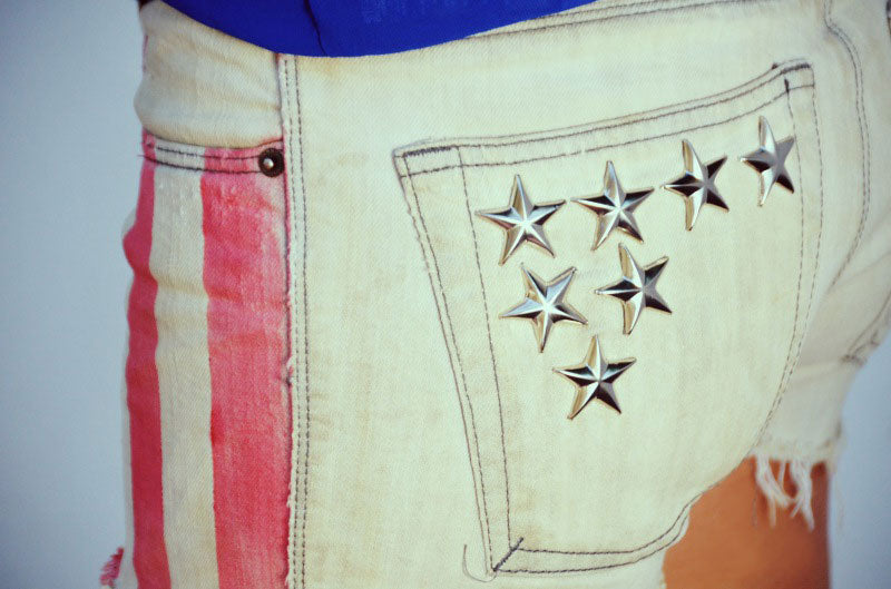 DIY star studs and stripes shorts
