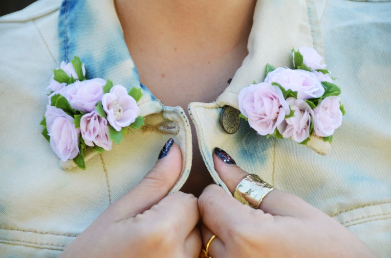 DIY denim vest with flower collar