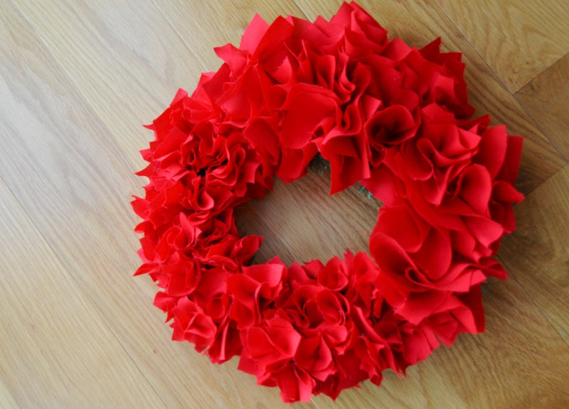 DIY Christmas/ holiday fabric flower wreath