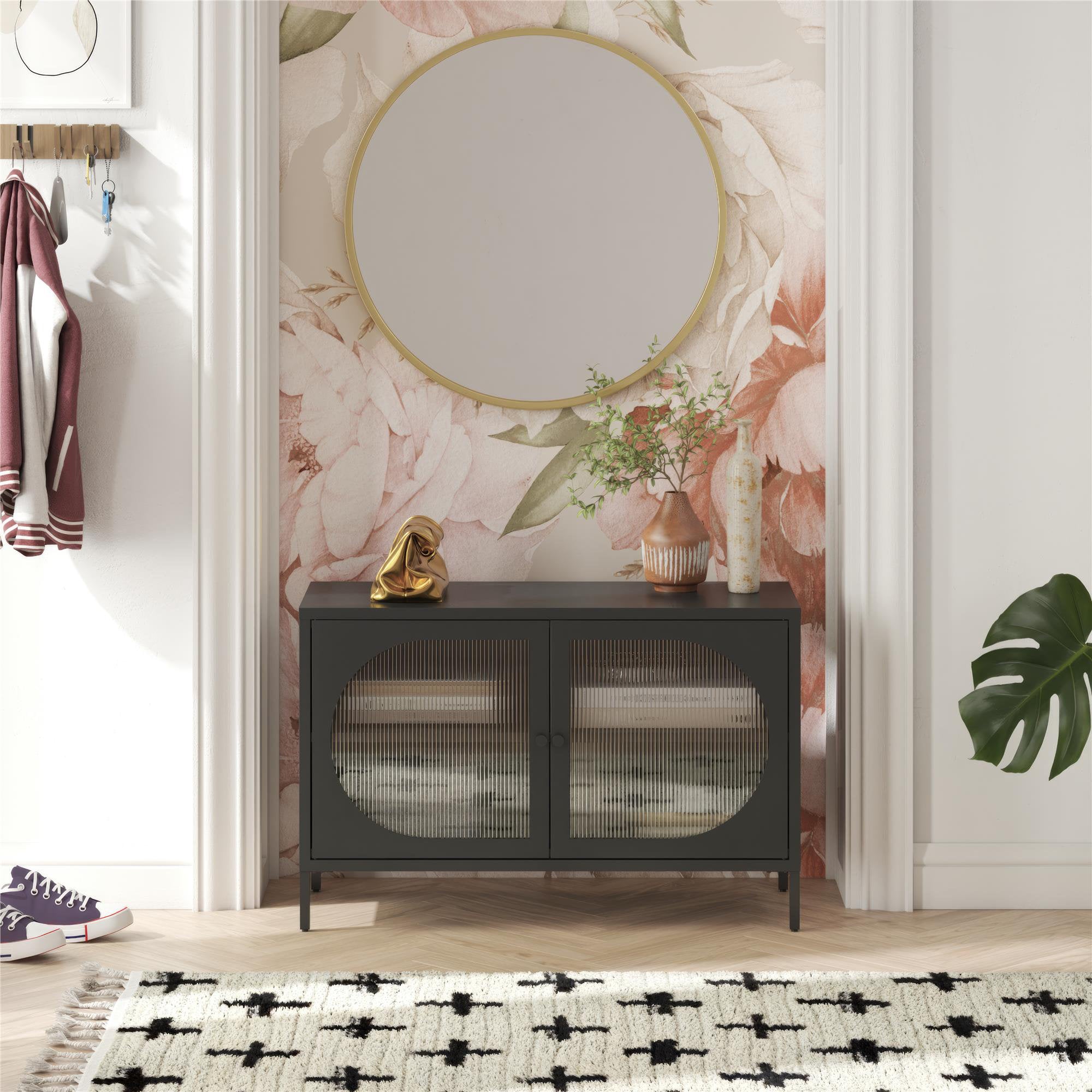 Low Luna Accent Cabinet with Fluted Glass