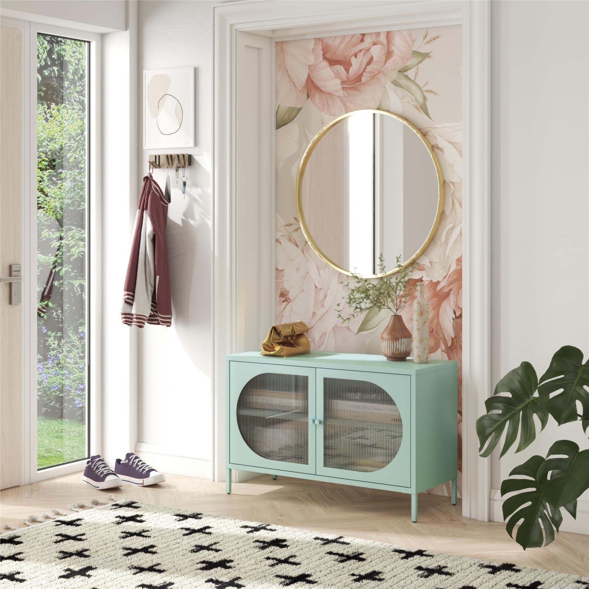Low Luna Accent Cabinet with Fluted Glass