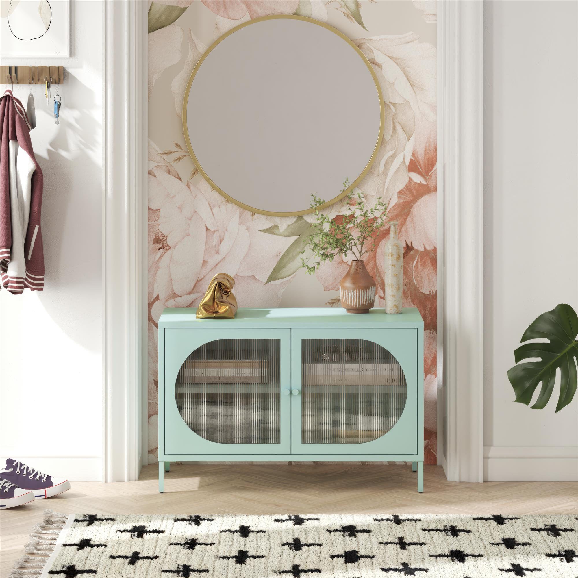 Low Luna Accent Cabinet with Fluted Glass