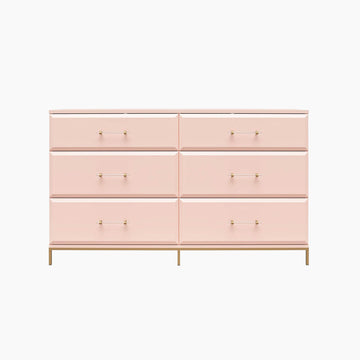 Effie 6 Drawer Dresser, Pale Pink