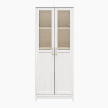 Tess 2-Door Wide Storage Cabinet with Modular Storage Options, Ivory Oak