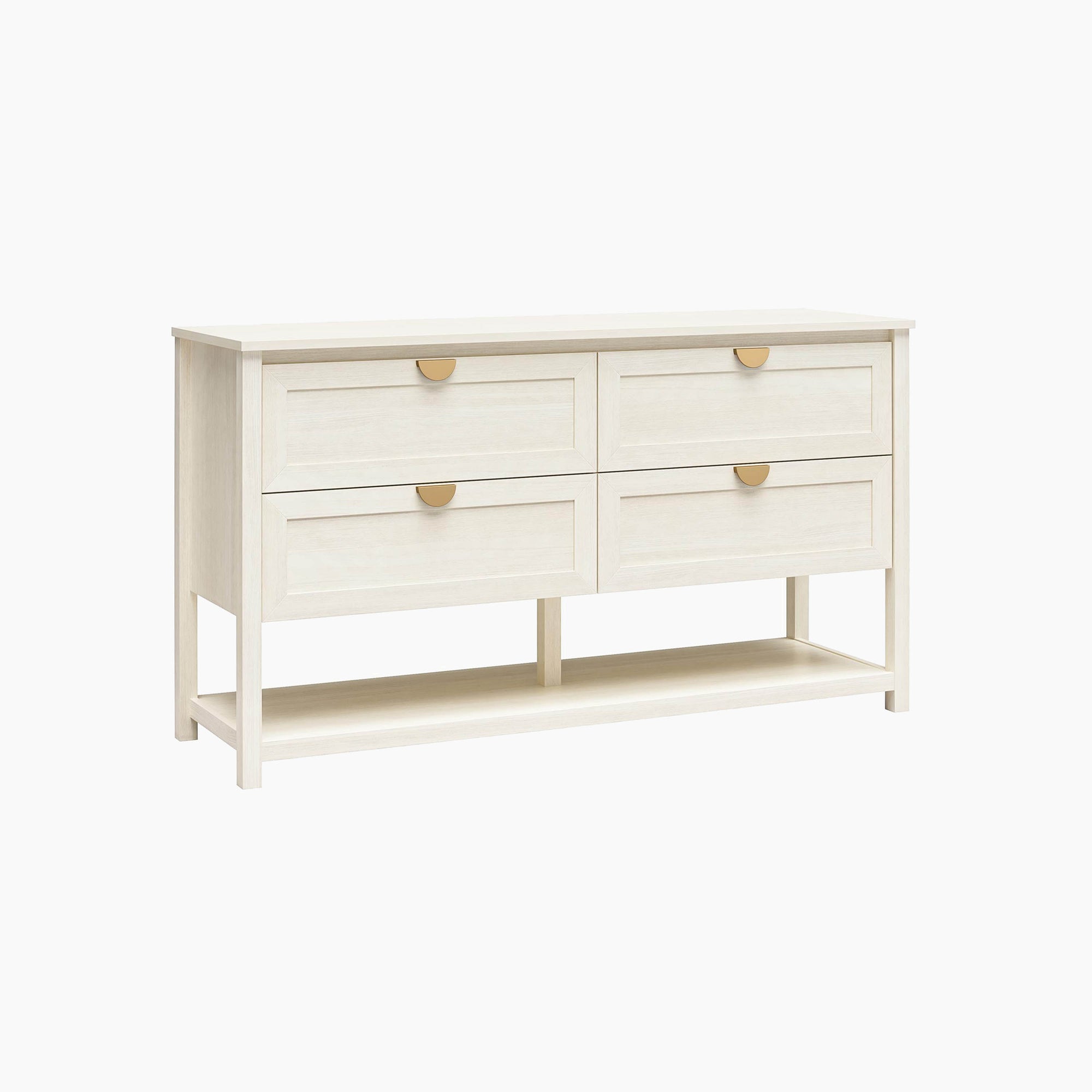 Primrose Wide 4 Drawer Dresser with Lower Shelf