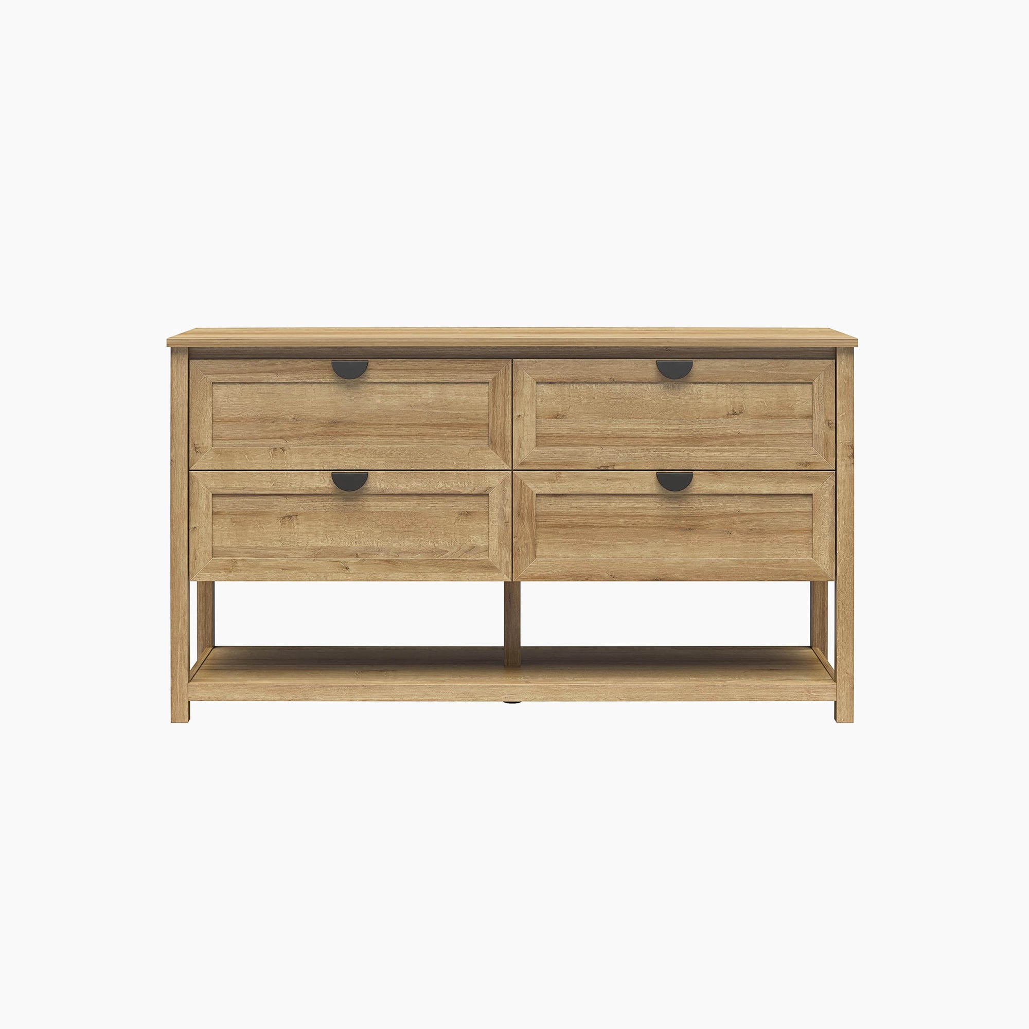 Primrose Wide 4 Drawer Dresser with Lower Shelf