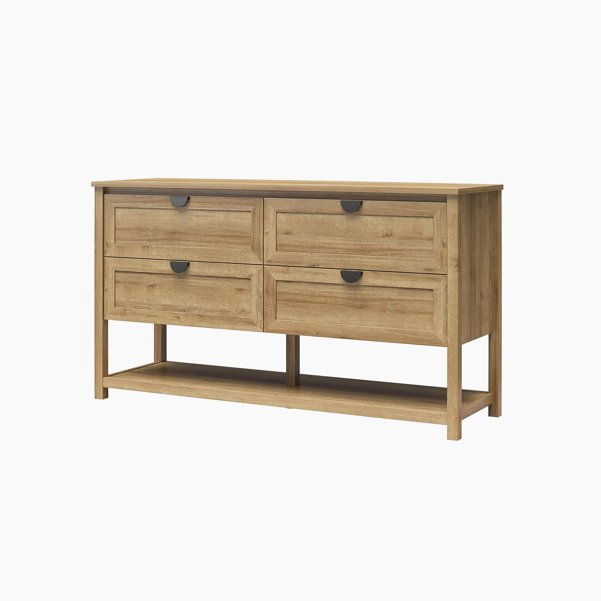 Primrose Wide 4 Drawer Dresser with Lower Shelf