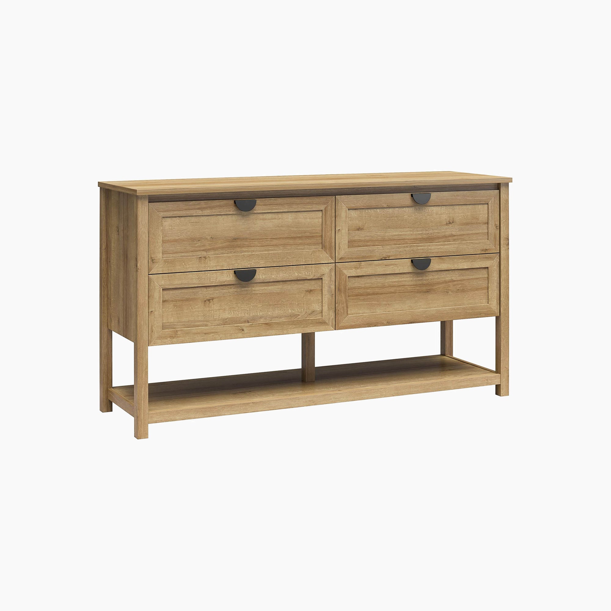 Primrose Wide 4 Drawer Dresser with Lower Shelf
