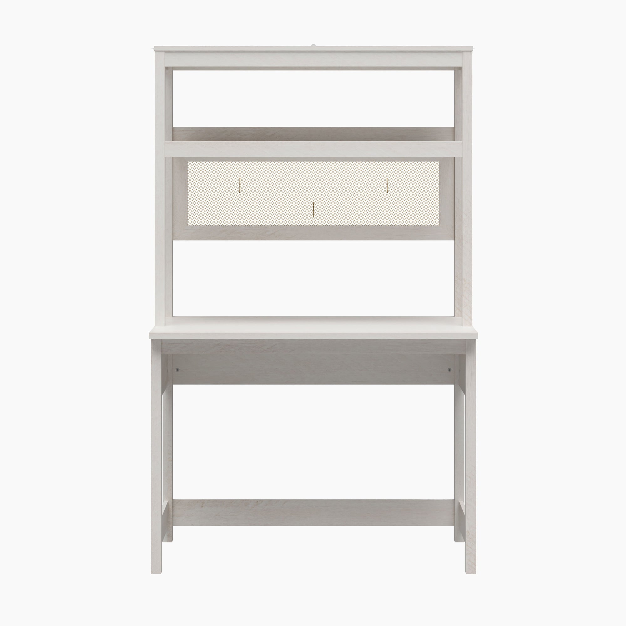 Tess Standing Desktop &amp; Workstation with Modular Storage Options, Ivory Oak