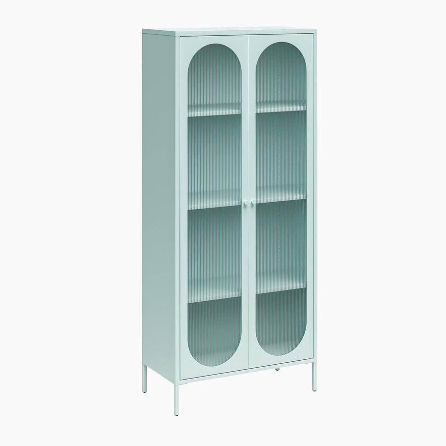 Luna Tall Accent Cabinet with Fluted Glass